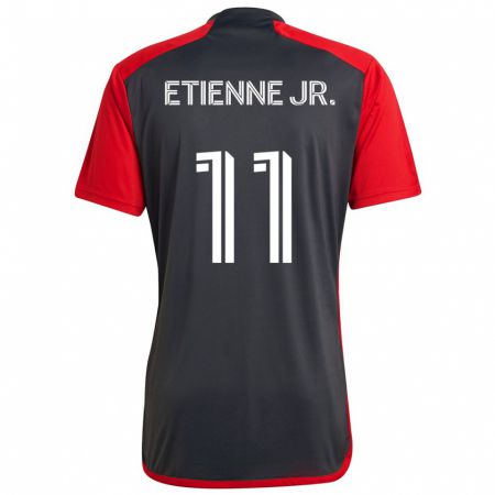 Kandiny Kinderen Derrick Etienne Jr. #11 Grijs Rood Thuisshirt Thuistenue 2024/25 T-Shirt België