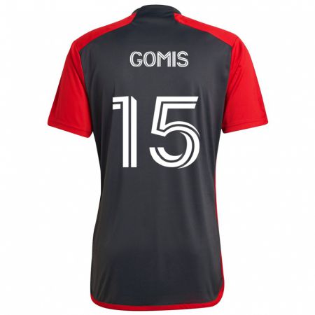 Kandiny Kinder Nicksoen Gomis #15 Grau Rot Heimtrikot Trikot 2024/25 T-Shirt Österreich