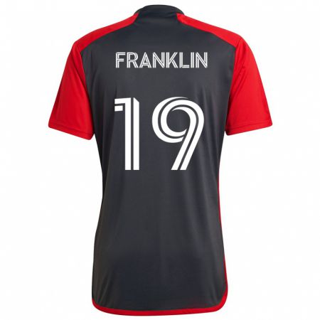 Kandiny Kinderen Kobe Franklin #19 Grijs Rood Thuisshirt Thuistenue 2024/25 T-Shirt België