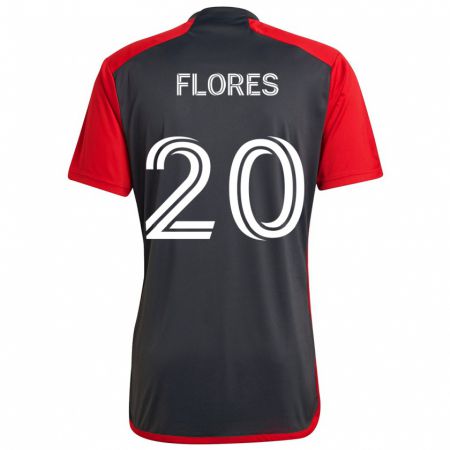 Kandiny Kinderen Deybi Flores #20 Grijs Rood Thuisshirt Thuistenue 2024/25 T-Shirt België