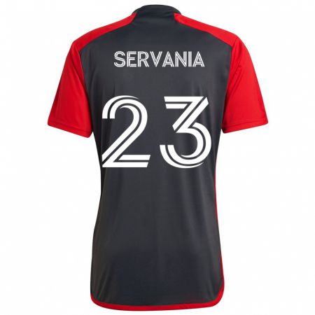 Kandiny Kinderen Brandon Servania #23 Grijs Rood Thuisshirt Thuistenue 2024/25 T-Shirt