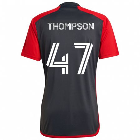 Kandiny Kinderen Kosi Thompson #47 Grijs Rood Thuisshirt Thuistenue 2024/25 T-Shirt België