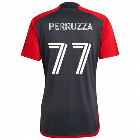 Kandiny Kinderen Jordan Perruzza #77 Grijs Rood Thuisshirt Thuistenue 2024/25 T-Shirt België