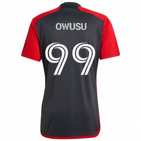 Kandiny Kinderen Prince Osei Owusu #99 Grijs Rood Thuisshirt Thuistenue 2024/25 T-Shirt België