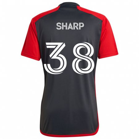 Kandiny Kinderen Charlie Sharp #38 Grijs Rood Thuisshirt Thuistenue 2024/25 T-Shirt