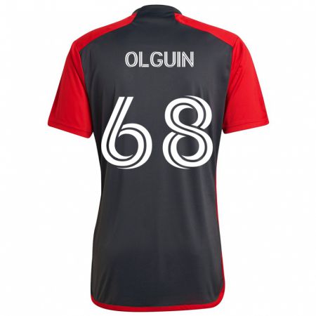 Kandiny Bambino Maglia Lucas Olguin #68 Grigio Rosso Kit Gara Home 2024/25 Maglietta