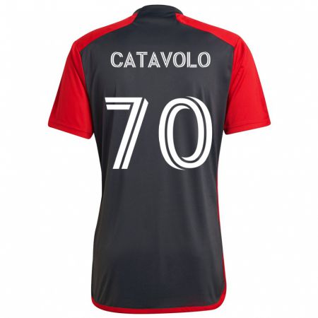 Kandiny Kinder Matthew Catavolo #70 Grau Rot Heimtrikot Trikot 2024/25 T-Shirt Österreich