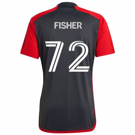 Kandiny Kinderen Mark Fisher #72 Grijs Rood Thuisshirt Thuistenue 2024/25 T-Shirt België