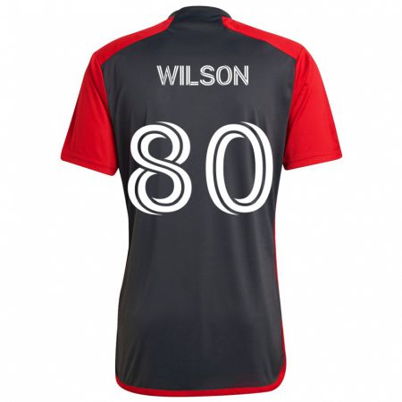 Kandiny Bambino Maglia Shafique Wilson #80 Grigio Rosso Kit Gara Home 2024/25 Maglietta