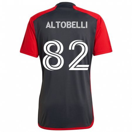 Kandiny Kinderen Julian Altobelli #82 Grijs Rood Thuisshirt Thuistenue 2024/25 T-Shirt België