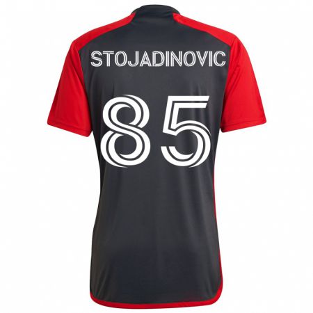 Kandiny Kinderen Marko Stojadinovic #85 Grijs Rood Thuisshirt Thuistenue 2024/25 T-Shirt België