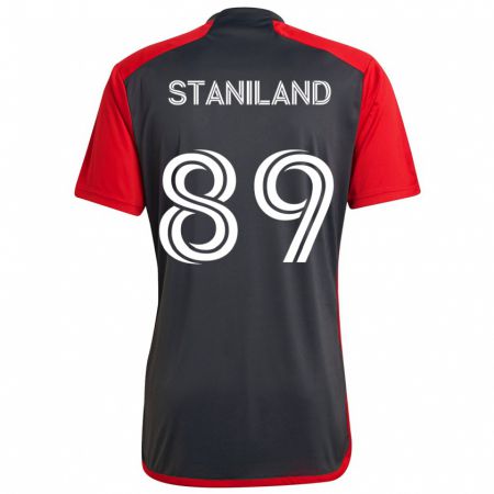 Kandiny Bambino Maglia Charlie Staniland #89 Grigio Rosso Kit Gara Home 2024/25 Maglietta