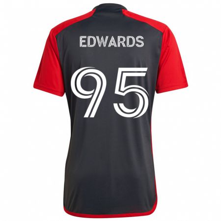 Kandiny Kinderen Nathaniel Edwards #95 Grijs Rood Thuisshirt Thuistenue 2024/25 T-Shirt België