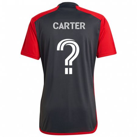 Kandiny Bambino Maglia Ajahni Carter #0 Grigio Rosso Kit Gara Home 2024/25 Maglietta