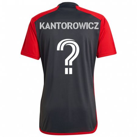 Kandiny Kinderen Dominic Kantorowicz #0 Grijs Rood Thuisshirt Thuistenue 2024/25 T-Shirt België