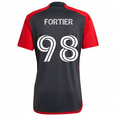 Kandiny Bambino Maglia Kristjan Fortier #98 Grigio Rosso Kit Gara Home 2024/25 Maglietta