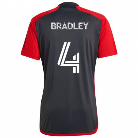 Kandiny Kinderen Michael Bradley #4 Grijs Rood Thuisshirt Thuistenue 2024/25 T-Shirt België