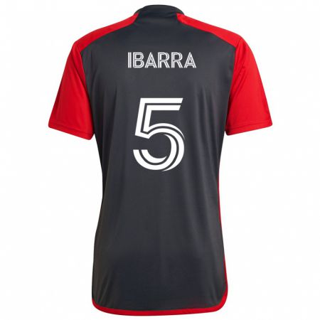 Kandiny Kinderen Franco Ibarra #5 Grijs Rood Thuisshirt Thuistenue 2024/25 T-Shirt