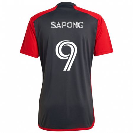 Kandiny Kinderen C.j. Sapong #9 Grijs Rood Thuisshirt Thuistenue 2024/25 T-Shirt