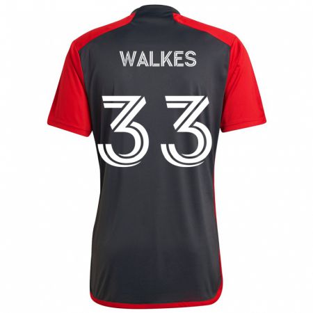 Kandiny Kinderen Reshaun Walkes #33 Grijs Rood Thuisshirt Thuistenue 2024/25 T-Shirt België