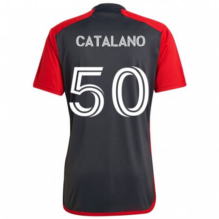 Kandiny Kinderen Gianluca Catalano #50 Grijs Rood Thuisshirt Thuistenue 2024/25 T-Shirt