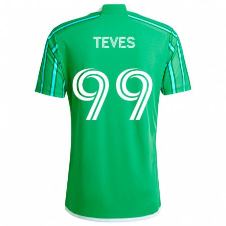 Kandiny Kinderen Dylan Teves #99 Groen Wit Thuisshirt Thuistenue 2024/25 T-Shirt België