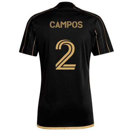 Kandiny Kinderen Omar Campos #2 Zwart Goud Thuisshirt Thuistenue 2024/25 T-Shirt