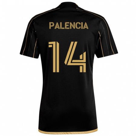 Kandiny Kinderen Sergi Palencia #14 Zwart Goud Thuisshirt Thuistenue 2024/25 T-Shirt