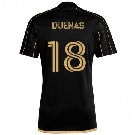 Kandiny Bambino Maglia Érik Dueñas #18 Oro Nero Kit Gara Home 2024/25 Maglietta