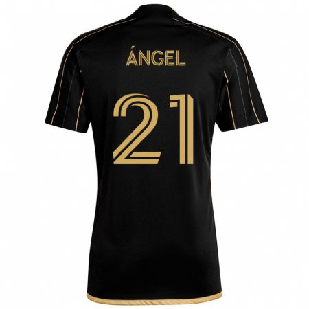 Kandiny Kinderen Tomás Ángel #21 Zwart Goud Thuisshirt Thuistenue 2024/25 T-Shirt België