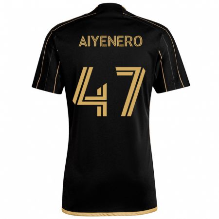 Kandiny Bambino Maglia Marius Aiyenero #47 Oro Nero Kit Gara Home 2024/25 Maglietta