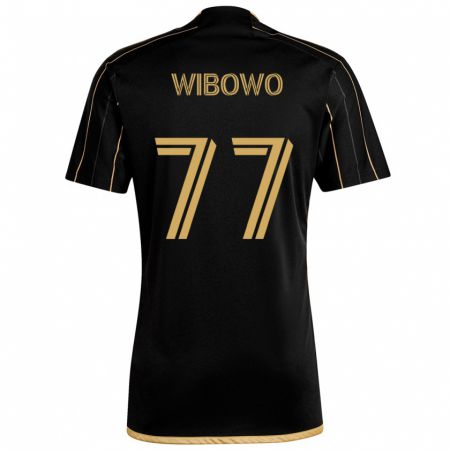 Kandiny Niño Camiseta Adrian Wibowo #77 Oro Negro 1ª Equipación 2024/25 La Camisa México