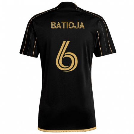 Kandiny Kinderen Jeremy Batioja #6 Zwart Goud Thuisshirt Thuistenue 2024/25 T-Shirt België