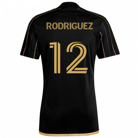 Kandiny Kinderen Jeremi Rodríguez #12 Zwart Goud Thuisshirt Thuistenue 2024/25 T-Shirt België