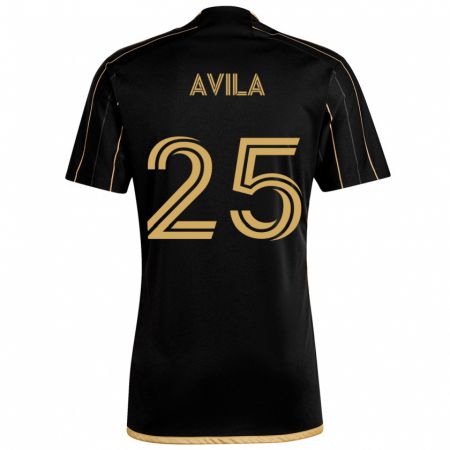 Kandiny Kinder Armando Avila #25 Schwarzes Gold Heimtrikot Trikot 2024/25 T-Shirt Österreich