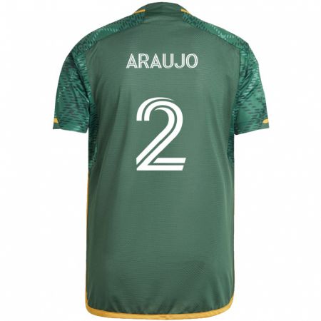 Kandiny Bambino Maglia Miguel Araujo #2 Verde Arancione Kit Gara Home 2024/25 Maglietta