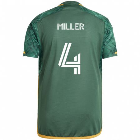 Kandiny Bambino Maglia Kamal Miller #4 Verde Arancione Kit Gara Home 2024/25 Maglietta