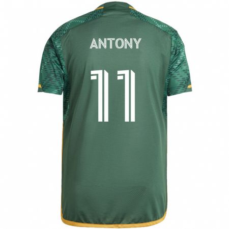 Kandiny Kinderen Antony #11 Groen Oranje Thuisshirt Thuistenue 2024/25 T-Shirt België