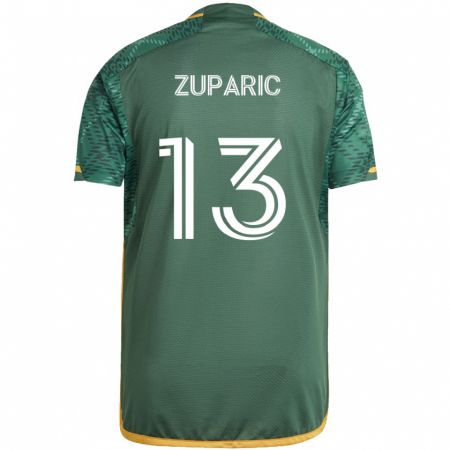 Kandiny Niño Camiseta Dario Zuparic #13 Verde Naranja 1ª Equipación 2024/25 La Camisa México