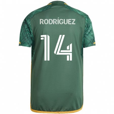 Kandiny Kinder Jonathan Rodríguez #14 Grün Orange Heimtrikot Trikot 2024/25 T-Shirt Österreich