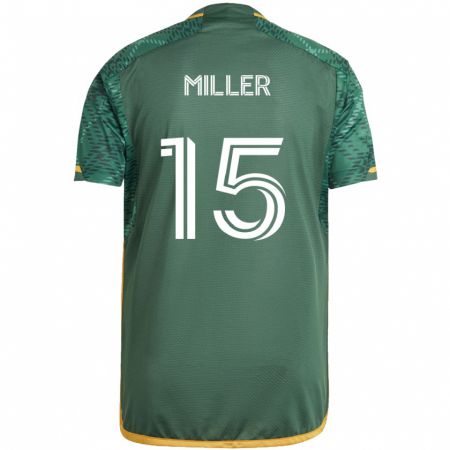 Kandiny Niño Camiseta Eric Miller #15 Verde Naranja 1ª Equipación 2024/25 La Camisa México