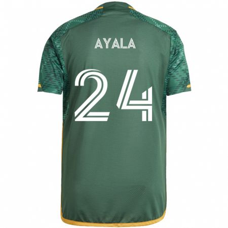 Kandiny Niño Camiseta David Ayala #24 Verde Naranja 1ª Equipación 2024/25 La Camisa