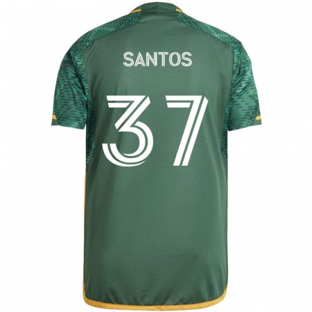 Kandiny Niño Camiseta Noah Santos #37 Verde Naranja 1ª Equipación 2024/25 La Camisa