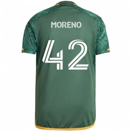 Kandiny Niño Camiseta Alexis Moreno #42 Verde Naranja 1ª Equipación 2024/25 La Camisa