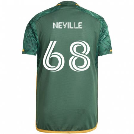 Kandiny Niño Camiseta Harvey Neville #68 Verde Naranja 1ª Equipación 2024/25 La Camisa