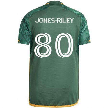 Kandiny Niño Camiseta Jaden Jones-Riley #80 Verde Naranja 1ª Equipación 2024/25 La Camisa