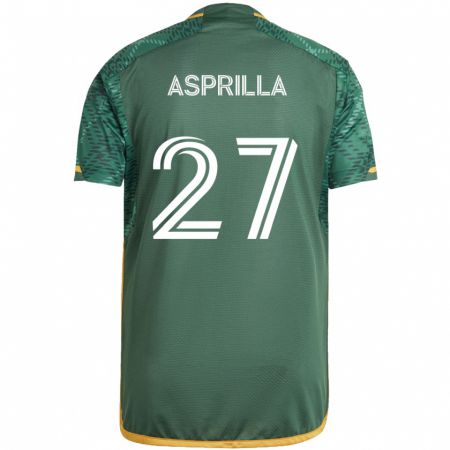 Kandiny Niño Camiseta Dairon Asprilla #27 Verde Naranja 1ª Equipación 2024/25 La Camisa