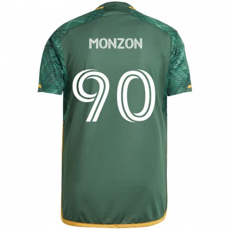 Kandiny Niño Camiseta Florián Monzón #90 Verde Naranja 1ª Equipación 2024/25 La Camisa México