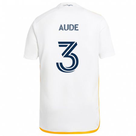 Kandiny Niño Camiseta Julián Aude #3 Blanco Amarillo 1ª Equipación 2024/25 La Camisa