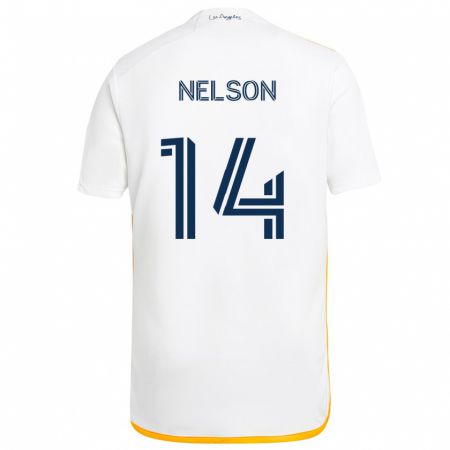 Kandiny Bambino Maglia John Nelson #14 Bianco Giallo Kit Gara Home 2024/25 Maglietta